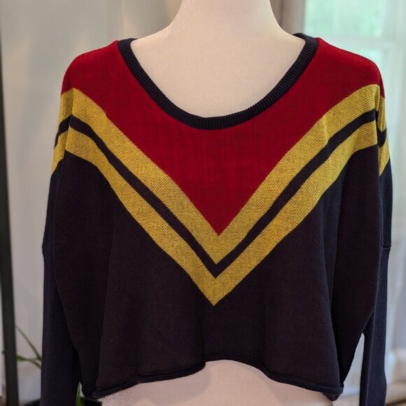 Elhoffer‎ Design Captain Marvel Inspired Corps Oversized Crop Sweater, Size M/L - Picture 1 of 3